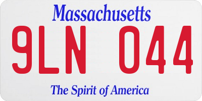 MA license plate 9LN044