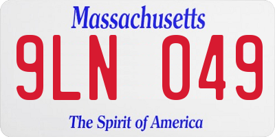 MA license plate 9LN049
