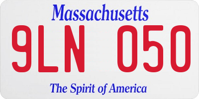 MA license plate 9LN050