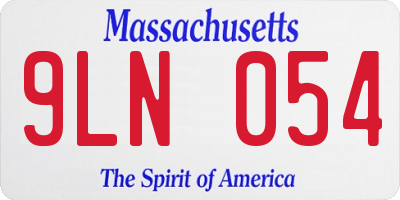 MA license plate 9LN054