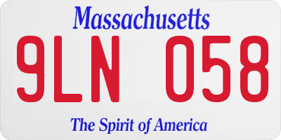 MA license plate 9LN058
