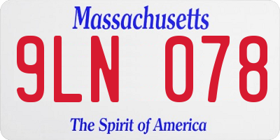 MA license plate 9LN078