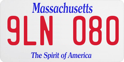 MA license plate 9LN080