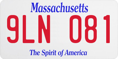 MA license plate 9LN081
