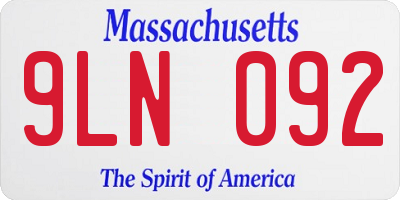 MA license plate 9LN092