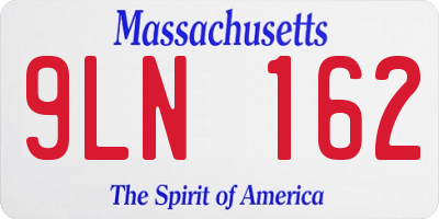 MA license plate 9LN162
