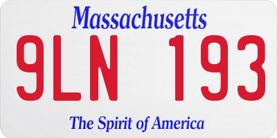 MA license plate 9LN193