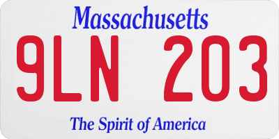 MA license plate 9LN203