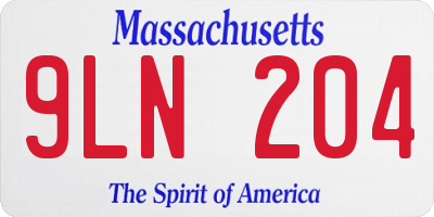 MA license plate 9LN204