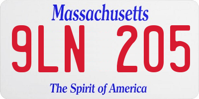 MA license plate 9LN205