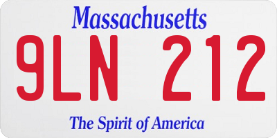 MA license plate 9LN212