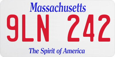 MA license plate 9LN242