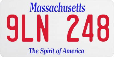MA license plate 9LN248