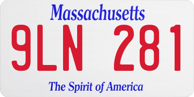 MA license plate 9LN281