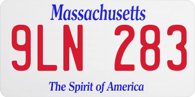 MA license plate 9LN283