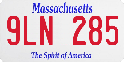 MA license plate 9LN285