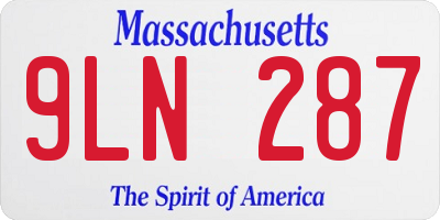 MA license plate 9LN287