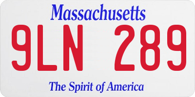 MA license plate 9LN289