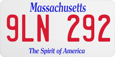 MA license plate 9LN292