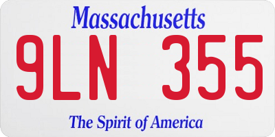 MA license plate 9LN355