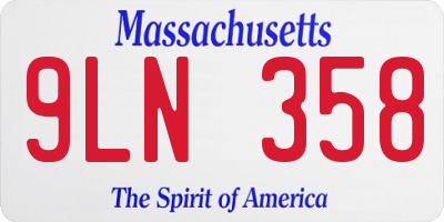 MA license plate 9LN358