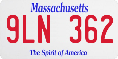 MA license plate 9LN362