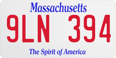 MA license plate 9LN394