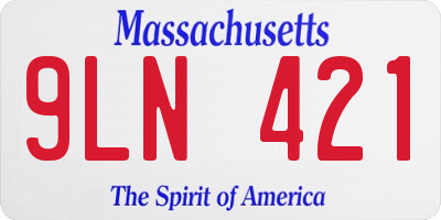 MA license plate 9LN421