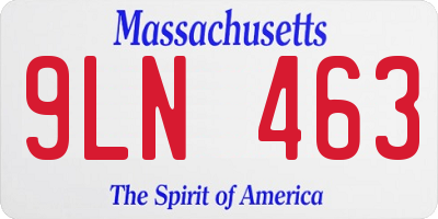 MA license plate 9LN463