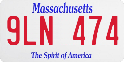 MA license plate 9LN474
