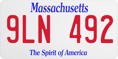 MA license plate 9LN492