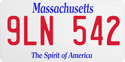 MA license plate 9LN542