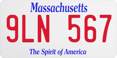 MA license plate 9LN567