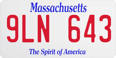 MA license plate 9LN643