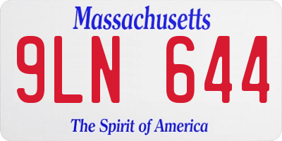 MA license plate 9LN644