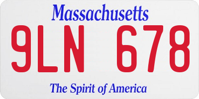 MA license plate 9LN678