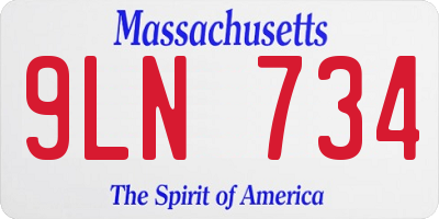 MA license plate 9LN734