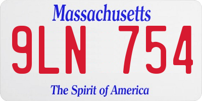 MA license plate 9LN754