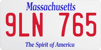 MA license plate 9LN765