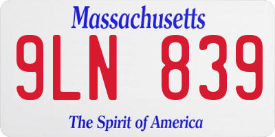 MA license plate 9LN839