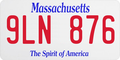 MA license plate 9LN876