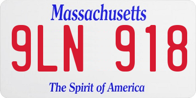 MA license plate 9LN918