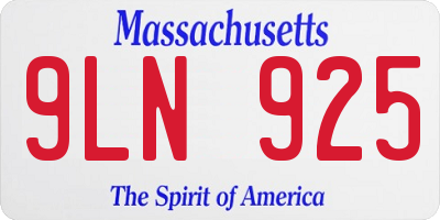 MA license plate 9LN925