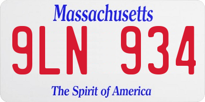 MA license plate 9LN934