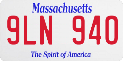 MA license plate 9LN940