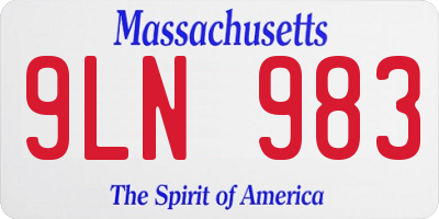 MA license plate 9LN983