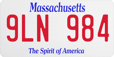 MA license plate 9LN984