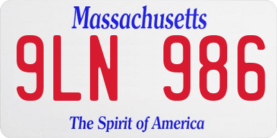 MA license plate 9LN986