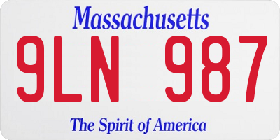 MA license plate 9LN987
