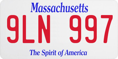 MA license plate 9LN997